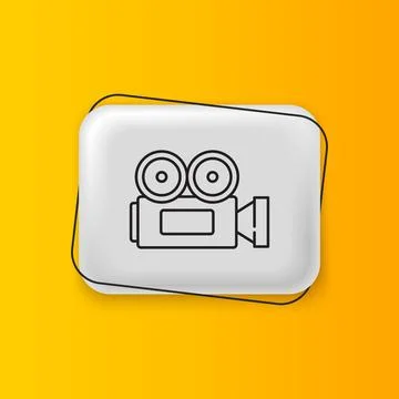 Black Cinema camera icon isolated on yellow background. Video camera. Movie.. 스톡 일러스트