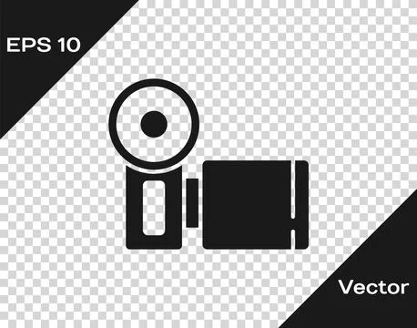 Black Cinema camera icon isolated on transparent background. Video camera. Mo Stock Illustration