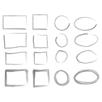 Black circle and square frames. Brush strokes. design elements set Stock Illustration