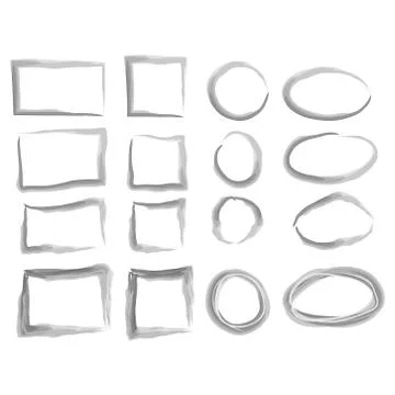 Black circle and square frames. Brush strokes. design elements set Stock Illustration