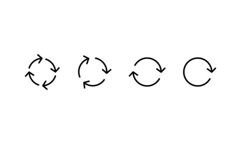 Black circle arrows icon set. A set of rotating arrows. Refresh, reload, relo Stock Illustration