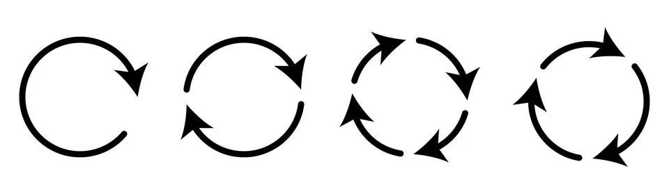Black circle arrows set Stock Illustration