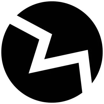 Black circle with break or crack icon. Monochrome flat round vector logo Illustrazione stock
