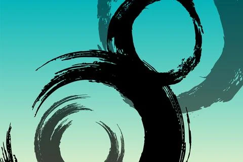 Black circle brush on gradient background. Illustrazione stock