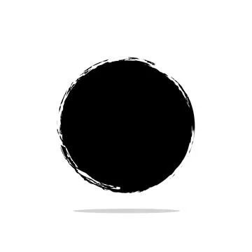 Black circle brush stroke isolated on white background. Round grunge. Illustrazione stock