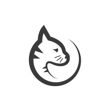 Black circle cat icon vector illustration concept design template Illustrazione stock