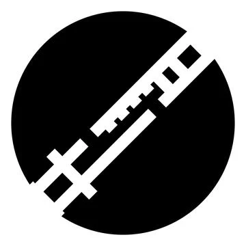 Black circle with diagonal abstract train tracks Stock Illustration