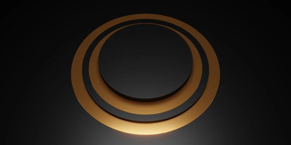 Black circle display stand ring frame background circle plinth 3d illustratio Illustrazione stock
