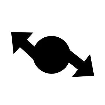 Black Circle Double Diagonal Arrows Stock Illustration