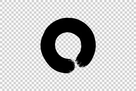 Black circle drawn with a brush Illustration