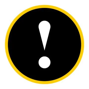 Black circle exclamation mark icon warning sign Illustrazione stock