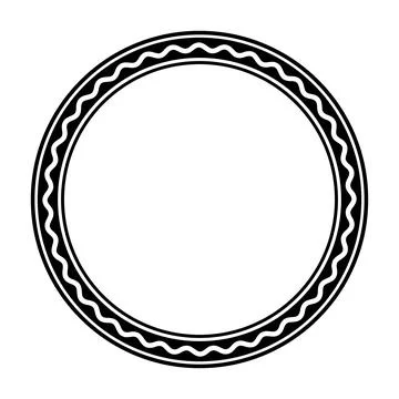 Black circle frame, with a bold white wavy line Stock Illustration