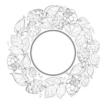 Black circle of fruit hops Stock Illustration