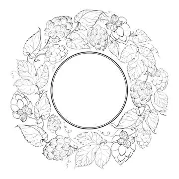 Black circle of fruit hops Stock Illustration