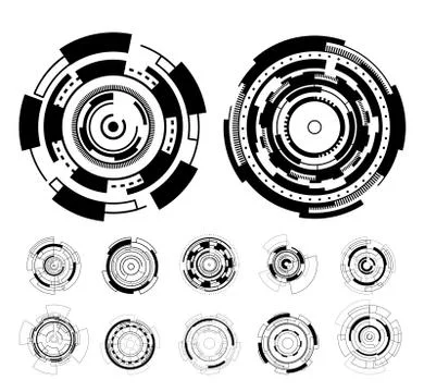 Black circle futuristic interface technology hud vector design. Stock Illustration