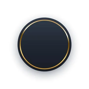 Black circle with gold ring frame, elegant white decor object of round shape Stock Illustration