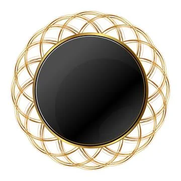 Black circle with golden pattern rays decorations イラスト素材