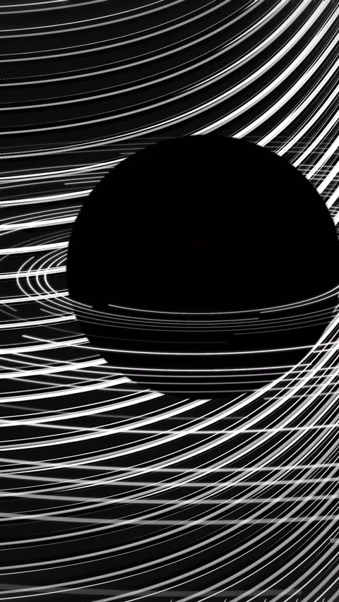 Black circle over moving white parallel line waves on black background Stock-Footage 323782872