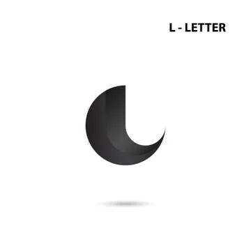 Black circle sign and Creative L-letter icon abstract logo design.L-alphabet Stock Illustration