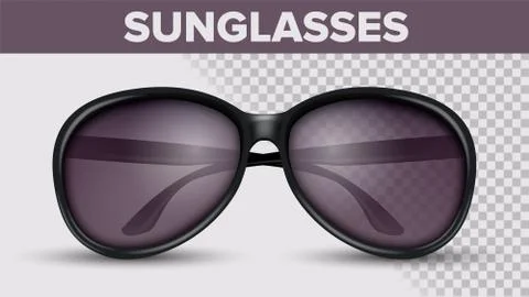 Black Circle Sunglasses, Trendy Vector 3D Shades Stock Illustration