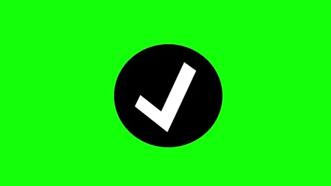 Black Circle White Checkmark Success Complete Animation on Green Screen Stock Footage 341814111