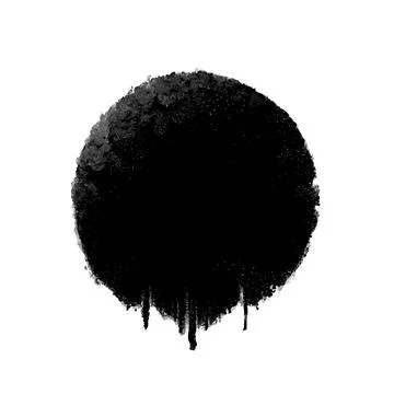Black circle with white dots inside, minimalistic abstract illustration Stock Illustration