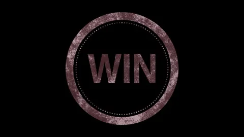 Black circle with the word "WIN" appears while lightly rotating and shaking Stock Footage 262993853