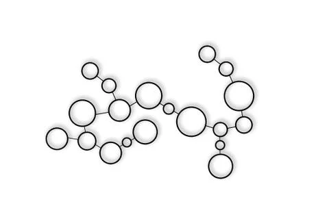 Black Circles Network Connected on White Stock Photos