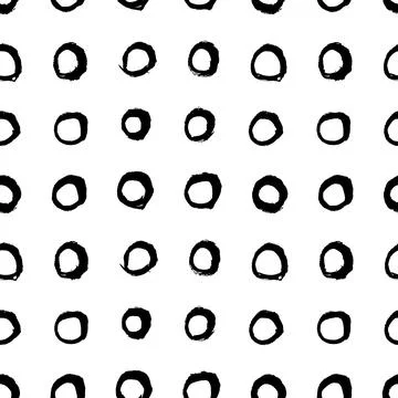 Black circles, scrawl seamless pattern Stock Illustration