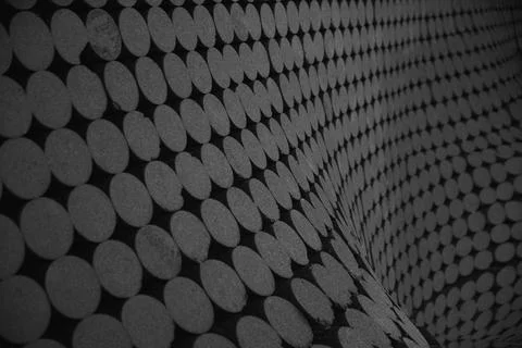 Black circles texture background, wavy wall design Stock Photos