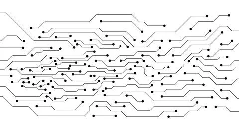 Black circuit board pattern on white background 库存插图