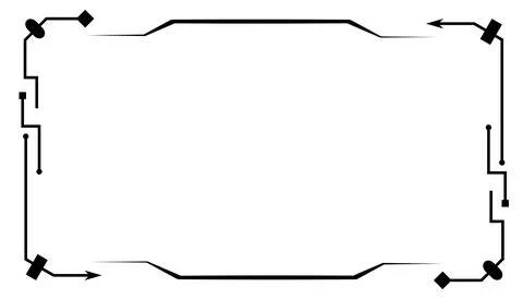 Black circuit frame, technology border graphic, electronic line vector イラスト素材