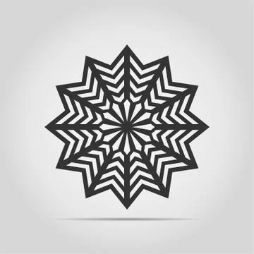 Black circular abstract pattern isolated. Round vector ornament. Snowflake Illustrazione stock