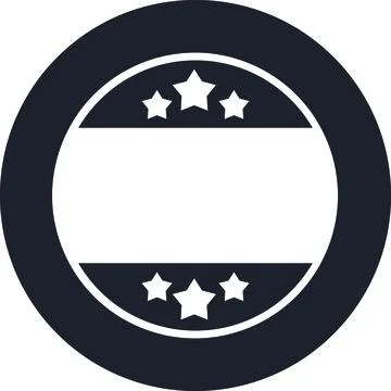 Black circular badge frame with three stars Stock Illustration