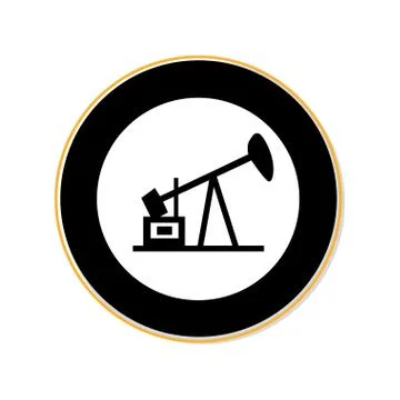 Black circular border with silhouette tower and system oil extraction Stock Illustration