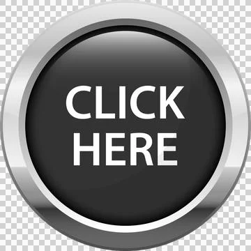 Black circular button with a metallic silver edge displaying the instructio.. Illustrazione stock