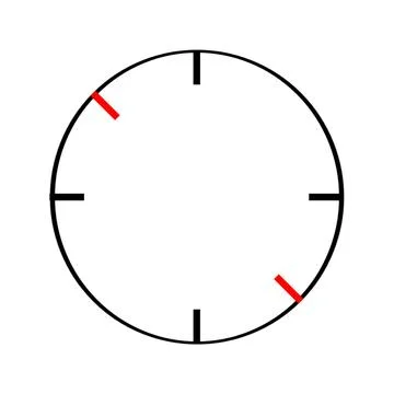 Black circular dial with four ticks and red interval markers Stock Illustration
