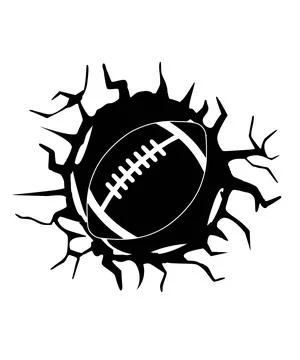 A black circular hole is surrounded by jagged cracks in a high contrast silho Stock Illustration