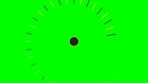 A black circular icon surrounded by a spiral of small yellow dash marks Video stock 340901641
