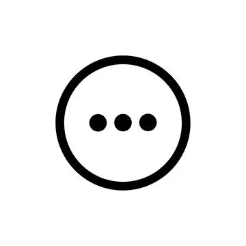 Black circular icon with three dots isolated on transparent background Stock Illustration
