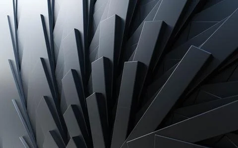 Black circular pattern geometric shape background with bright lighting 3d render Stock Illustration