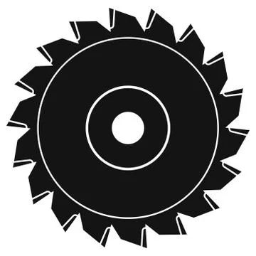 Black circular saw blade disk simple design icon for wood, metal work isolate Stock Illustration