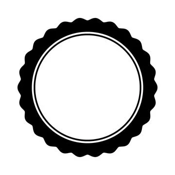 Black circular stamp or seal icon with scalloped edge Stock Illustration