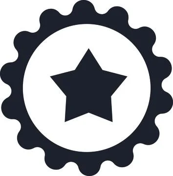 Black circular star stamp badge seal Stock Illustration
