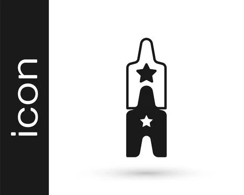 Black Circus ticket icon isolated on white background. Amusement park. Vector Stock Illustration