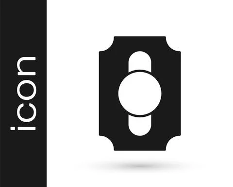 Black Circus ticket icon isolated on white background. Amusement park. Vector Illustrazione stock