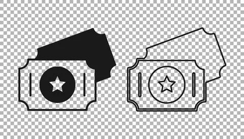 Black Circus ticket icon isolated on transparent background. Amusement park.. イラスト素材
