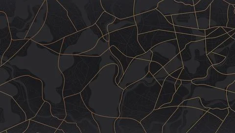 Black city map texture featuring bronze road grid. Minimalist cartography Stock Illustration