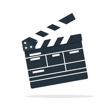 Black clapper board isolated on white background, flat vector illustration Stock Illustration