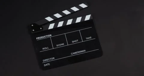 Black Clapperboard or clap board or movie slate use in video production ,film Stock Photos